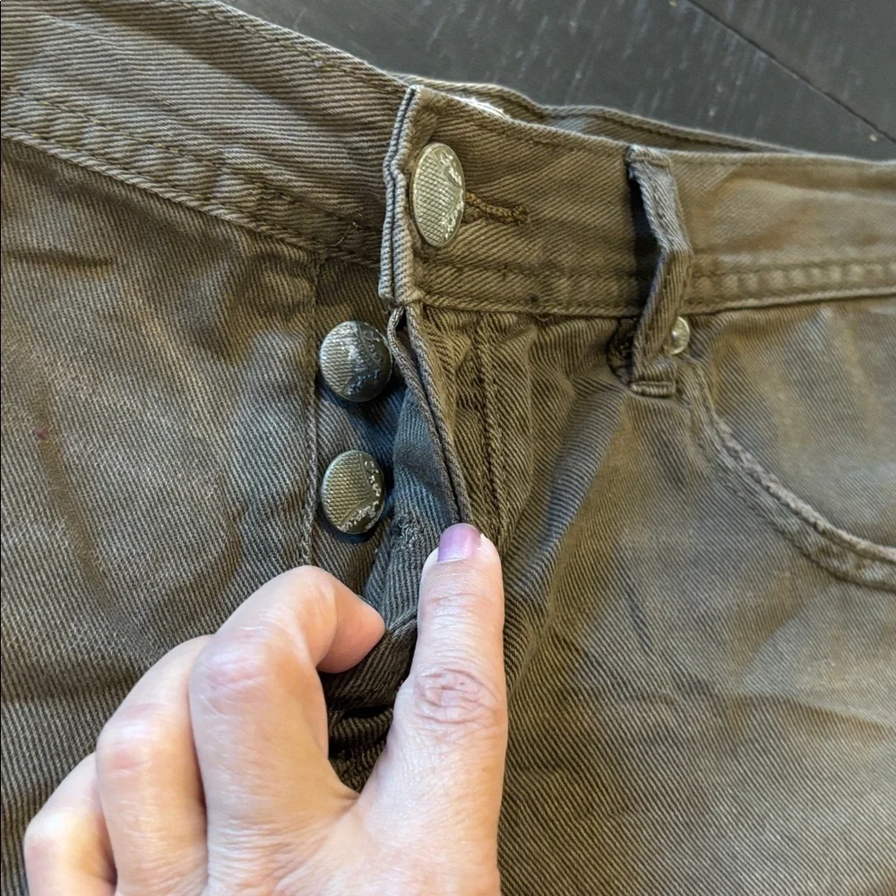Free People Button Fly Distressed Brown Jean Shorts Size 27
